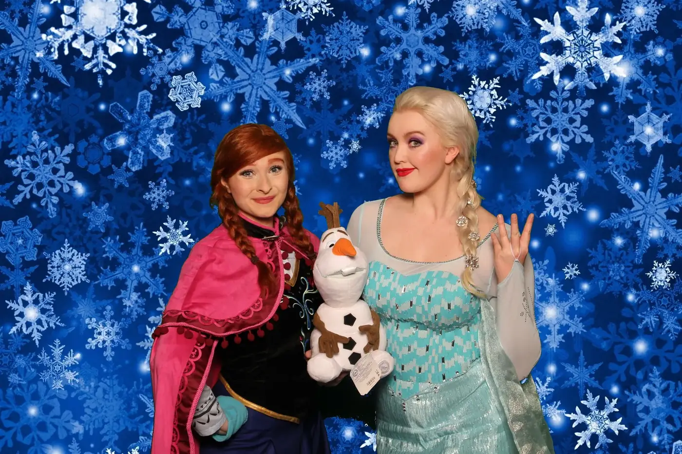 Guests inside an icy frozen scene