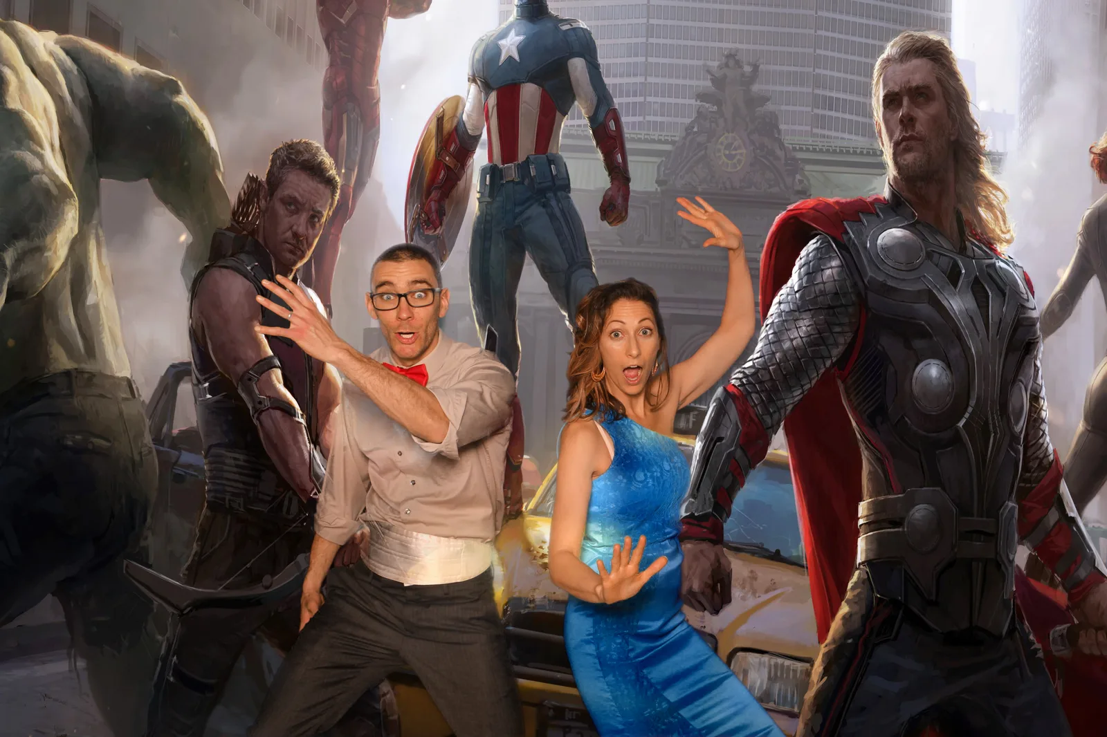 Guests inside a superhero scene